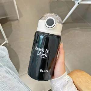 Bình Giữ Nhiệt 450ml Phong Cách Hàn Quốc Chất Liệu Inox304 Chống Rỉ Kèm Ống Hút Silicon