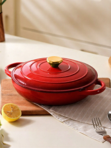 MODERN SWEETHOME | Non-stick Enamel Cast Iron Pot For Seafood and Meat Stewing
