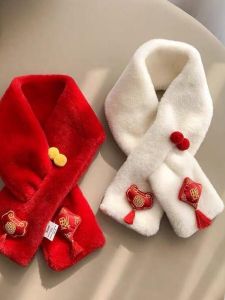 ผ้าพันคอขนแกะสีแดงสดสำหรับผู้หญิงในฤดูหนาว ผ้าคลุมไหล่ผ้าไหม ผ้าพันคอผูกโบว์สุดหรูหรา ผ้าไหมคอตตอนผสมสแปนเด็กซ์