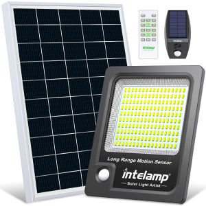 Intelamp Long Battery Life 12000mAh Solar Flood Security Lights Outdoor Super Large Solar Panel Motion Sensors For Garden Yard
