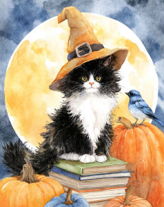 Painting Paints By Numbers Cat Pumpkin Bat Halloween Illustration Decorative Painting Estival Gift Color Markers Decor