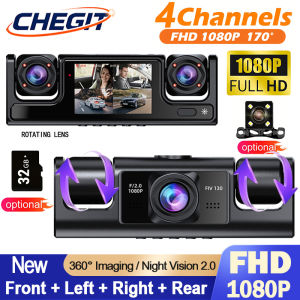 Car Dvr 4Channels Dash Cam for Cars 1080P HD Video Recorder Front inside Rear View Camera Night Vision Black Box Car Accessories