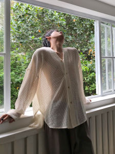 Mens Long Sleeve Knitted Shirt V-Neck Hollow out Design Spring Autumn East Gate New Lazy Style Jacket Outerwear