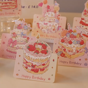【READY STOCK】Happy Birthday 3D Birthday Cake Greeting Card Birthday Wishes Simple Message Small Card 立体生日蛋糕卡片 (BD66)