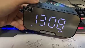 Portable Bluetooth digital alarm clock wireless music speaker high fidelity music subwoofer LED desktop mirror display screen