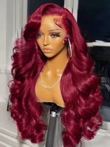 Mái Tóc Giả Lưới HD 13X4X1 Chất Liệu Tổng Hợp Mềm Mại Kiểu Sóng Body Màu 99J Burgundy 613 Honey Blonde Ginger Không Cần Keo Chân Tóc Đã Tỉa Sẵn Kích Thước Mũ Trung Bình.