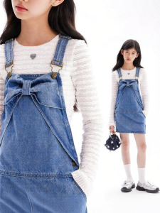 LOVESASAKIDS | American Retro Style A-Line Denim Dress