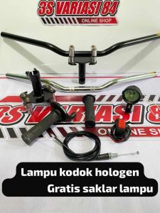 Paketan stang RzR+adaptor stang+gas spontan daytona polos besi import+lampu sorot LED✓=GRATIS SAKLAR LAMPU...