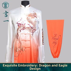 Gradient Silk Embroidery Dragon Eagle High-end Handmade Tai Chi Costume