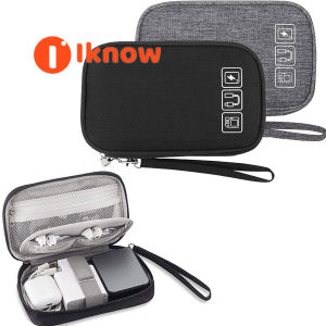 I know Small Electronic Organizer Cable Bag Travel Portable Electronic Accessories Storage Bag Soft Carrying Case Pouch for Hard Drive Cord Charger Earphone USB SD Card