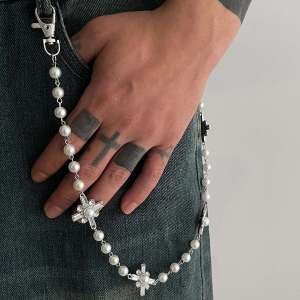 Ingemark Hip Hop Rhinestone Cross Long Keychains Wallet Belt Jeans Trousers Hipster Pants Bag Chains for Men Jewelry Trend 2025