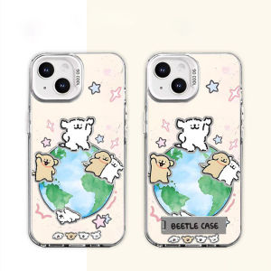 Cute Earth Line Puppy for Apple 15promax Phone Case Iphone14/13/12/11 Classy Drop-Resistant Huawei Mate50/60 Large Hole Soft Edge Matte Glory Magic6 Sets