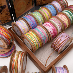 1 Roll 1.2mm Starry Sky Gradient Hand-Twisted Cotton Cord Braiding String for DIY Bracelet Jewelry Beading Handicraft Making