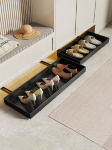Slidable Shoe Organizer Under Entry Cabinet Storage Drawer Tray