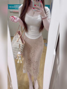 XZY plus Size Pure Desire Gentle Style Slim Fit Short Sleeve T-Shirt Womens Summer Lace Wrap around Mini Skirt Set