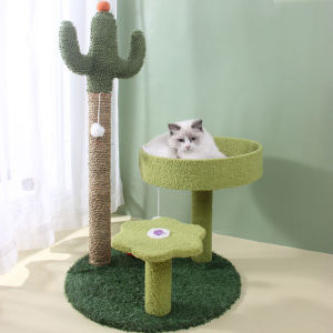 All-in-One Cat Climbing Frame Treehouse Toys with Sisal Post