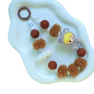 ลูกปัดตุ๊กตาหมีตุ๊กตาหมี DIY สายคล้องโทรศัพท์การ์ตูนของเล่นน่ารักกระเป๋าพวงกุญแจอุปกรณ์เสริมแบบแขวน