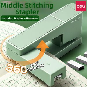 De Li | Deli Rotatable Stapler Heavy Duty Office Supplies Multi Functional Mini Medium Size Stapler for Students Home Use And Business