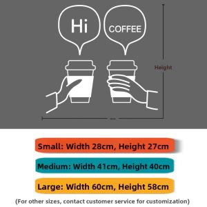 Modern Minimalist Handheld Coffee Cup Cat Cartoon Pattern Window Display Decorative Stickers Restaurant Glass Door Collision Prevention