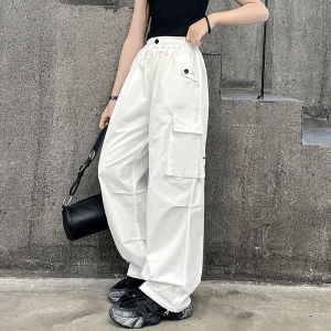 White Casual Work Pants for Girls Street Dance Performance Pants Autumn Casual Long Trousers Spring Fashion Childrens Clothing