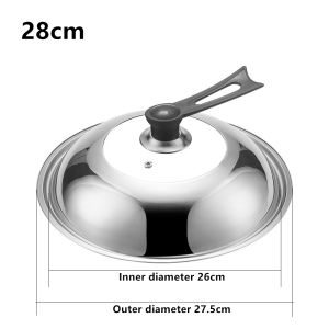 LMETJMA 5 Size Visual Wok Lid 28 30 32 34 36cm Wok Pan Lids Thicken Stainless Steel Pot Lid Standable Pan Cover Cookware Parts