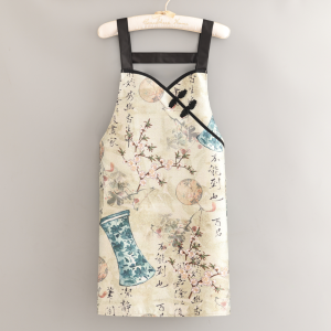 New Chinese Style Womens Adult Apron Breathable Workwear Waterproof Kitchen Dining Professional Waist Apron Spill Proof