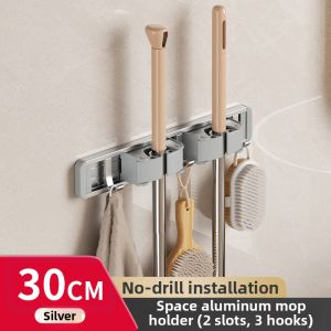 Strong Wall-Mounted Mop Holder No Drilling