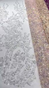 2yards High Quality African Sequins Beaded Lace Fabric 2026 French Nigerian Embroidery for Wedding Sewing Material