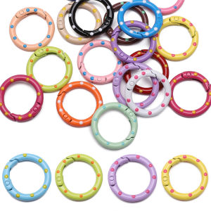 1/5Pcs 25mm Colorful Dot Keychain Metal O Spring Clasp Openable Round Key Rings Connectors for DIY Keychain Jewelry Making Findings Accessories