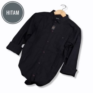 KEMEJA POLOS PRIA LENGAN PANJANG PREMIUM BRILL EIGHTY EIGHT 88 BAHAN KATUN SIGARET MODEL REGULER FIT - HEM PRIA HITAM PUTIH - KEMEJA KERJA PRIA - KEMEJA KANTOR CASUAL PL01