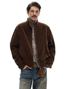 MADWITCH | Retro Suede Workwear Stand Collar Deconstructed Stitched Short Jacket