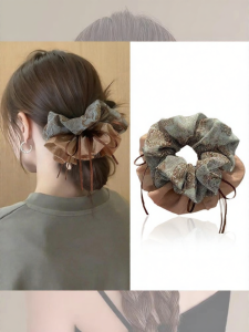 NING ZHOU | Korean Floral Double Bow Ribbons Extra Large High-Quality Hair Ribbon