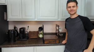 Kitchen Countertop Coffee Machine Organizer Capsule Pod Storage Box With Drawer Mug Holder & 8-Hook Spice Shelf