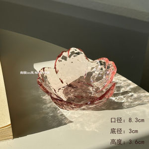 Japanese Style Small Glass Sauce Dish Pink Sakura Hammered Pattern Dip Dish Vinegar Dish Hot Pot Seasoning Plate Commercial Use