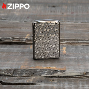 Zippo Windproof Pocket Lighter 49173 Armor Geometric Weave Design High Polish Black Ice Without Fuel Inside