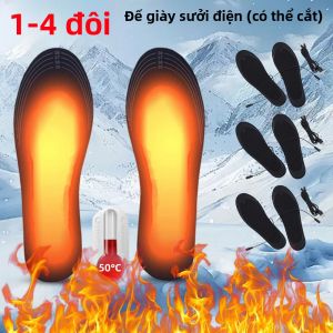 1-4 Đôi Đế Giày Làm Nóng Bằng Điện Sưởi Ấm Bằng USB Có Thể Cắt Giữ Nhiệt Mùa Đông Dùng Cho Ngoài Trời Nam & Nữ Màu Đen Có Thể Tùy Chỉnh Kích Thước