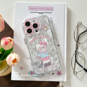 Pink Cartoon Student Cat Eyeglasses Phone Case for Apple Huawei Xiaomi Oppo Honor Vivo Nova14P70 New Model 16ProMax 15Pro Women 14 Anti-Fall Reno14