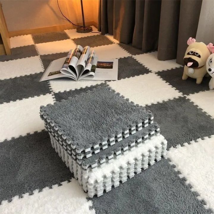10/5PCS Plush Foam Floor Mat Splicing Carpet Square Foam Floor