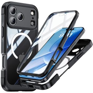 360° Fully Protected Double-sided Transparent Magnetic Case For iPhone 17 Pro Max For MagSafe Wireless Charging Back Cover