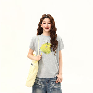 WILDAZI | Vintage Green Apple Print Short Sleeve Summer Boxy Top