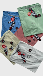 (COD)  5 Pcs 100 Ribuan | Kaos Branded Distro Pria Semi Katun 24s Size M-L-XL-XXL-XXXL Jumbo PE