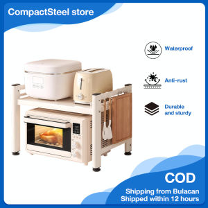 CompactSteel Store 1/2 Tiers Adjustable Microwave Rack Kitchen Rack Kitchen Organizer Heavy Duty For Desk Storage Large Load Capacity Kitchen Storage Rack