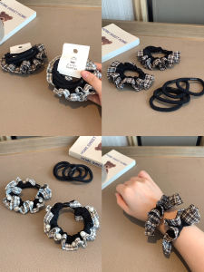 Girls Large Childrens Hair Ties Set 2025 New Korean Style Quality Plaid Pearl Hair Bands Hair Ropes Casual Style Basic Packaging
