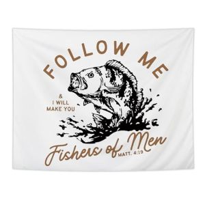 VIKAMA Trắng Đen Cá Câu Cá Bass Tấm Thảm Tôn Giáo Cơ Đốc Matthew Trích Dẫn Nghệ Thuật Treo Tường Polyester Mềm Mại Trang Trí Phòng Ngủ