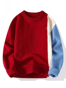 ROMON | Lormen Mens Knitted Sweater Thickened Winter Fashion City Style Round Neck Long Sleeve Casual Wear Suitable For Youth New Year