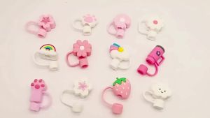 Hot Style 10mm Cute Silicone Straw Cap For Stanley Cup Letter Pendant Ice Master Water Cup Accessories Suitable for & 20 30 40Oz