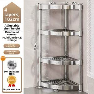 B&W | 304 Stainless Steel Bathroom Storage Rack Triangle Design Floor Standing