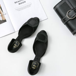Early Spring New Style Womens Ballet Flat Shoes Satin Hollow out Diamond Buckle Flat Bottom Shoes Fairy Tale Slip-On Shoes