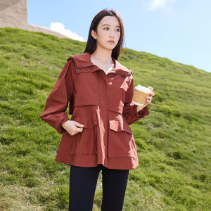 Cool Casual Workwear Jacket for Women Spring 2026 New Style Loose Fit Waist-Cinching Hooded Windbreaker Miniature Coat
