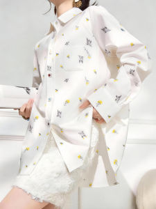 QINGNAER | Floral Print Loose Casual Shirt Plus Size